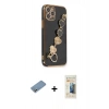 MARSİLYAN™- iPhone 12 Pro Kılıf Nova Işık Prime - Siyah 6D Mat Seramik Hayalet Nano Ekran Koruyucu + Shine Kamera Lens Koruma Cam - GS
