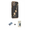MARSİLYAN™- iPhone 12 Pro Kılıf Nova Işık Prime - Siyah 6D Mat Seramik Hayalet Nano Ekran Koruyucu + Shine Kamera Lens Koruma Cam - PE