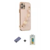 MARSİLYAN™- iPhone 12 Pro Kılıf Nova Işık Prime - Siyah Polymer Nano Ekran Koruyucu + Gold Metal Kamera Lens Koruma Cam