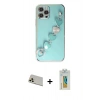 MARSİLYAN™- iPhone 12 Pro Kılıf Nova Işık Prime - Siyah Polymer Nano Ekran Koruyucu + Gold Rainbow Kamera Lens Koruma Cam