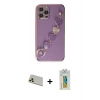 MARSİLYAN™- iPhone 12 Pro Kılıf Nova Işık Prime - Siyah Polymer Nano Ekran Koruyucu + Gold Rainbow Kamera Lens Koruma Cam