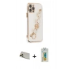 MARSİLYAN™- iPhone 12 Pro Kılıf Nova Işık Prime - Siyah Polymer Nano Ekran Koruyucu + Gold Rainbow Kamera Lens Koruma Cam