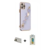MARSİLYAN™- iPhone 12 Pro Kılıf Nova Işık Prime - Siyah Polymer Nano Ekran Koruyucu + Gold Rainbow Kamera Lens Koruma Cam