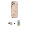 MARSİLYAN™- iPhone 12 Pro Kılıf Nova Işık Prime - Siyah Polymer Nano Ekran Koruyucu + Gold Rainbow Kamera Lens Koruma Cam