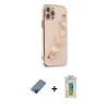 MARSİLYAN™- iPhone 12 Pro Kılıf Nova Işık Prime - Siyah Polymer Nano Ekran Koruyucu + Mavi Metal Kamera Lens Koruma Cam