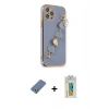 MARSİLYAN™- iPhone 12 Pro Kılıf Nova Işık Prime - Siyah Polymer Nano Ekran Koruyucu + Metal Kamera Lens Koruma Cam - AKYL