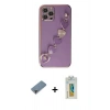 MARSİLYAN™- iPhone 12 Pro Kılıf Nova Işık Prime - Siyah Polymer Nano Ekran Koruyucu + Metal Kamera Lens Koruma Cam - MR