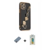 MARSİLYAN™- iPhone 12 Pro Kılıf Nova Işık Prime - Siyah Polymer Nano Ekran Koruyucu + Metal Kamera Lens Koruma Cam - GS