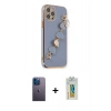 MARSİLYAN™- iPhone 12 Pro Kılıf Nova Işık Prime - Siyah Polymer Nano Ekran Koruyucu + Neon Fosforlu Kamera Lens - MI