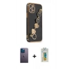 MARSİLYAN™- iPhone 12 Pro Kılıf Nova Işık Prime - Siyah Polymer Nano Ekran Koruyucu + Neon Fosforlu Kamera Lens - MI