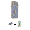 MARSİLYAN™- iPhone 12 Pro Kılıf Nova Işık Prime - Siyah Polymer Nano Ekran Koruyucu + Renkli Kamera Lens Koruma Cam - TU