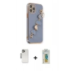 MARSİLYAN™- iPhone 12 Pro Kılıf Nova Işık Prime - Siyah Polymer Nano Ekran Koruyucu + Shine Kamera Lens - GS