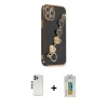 MARSİLYAN™- iPhone 12 Pro Kılıf Nova Işık Prime - Siyah Polymer Nano Ekran Koruyucu + Shine Kamera Lens - GS