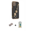 MARSİLYAN™- iPhone 12 Pro Kılıf Nova Işık Prime - Siyah Polymer Nano Ekran Koruyucu + Shine Kamera Lens Koruma Cam - SABE