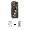 MARSİLYAN™- iPhone 12 Pro Kılıf Nova Işık Prime - Siyah Polymer Nano Ekran Koruyucu + Shine Kamera Lens - MI