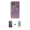 MARSİLYAN™- iPhone 12 Pro Kılıf Nova Işık Prime - Siyah Polymer Nano Ekran Koruyucu + Neon Fosforlu Kamera Lens - YL