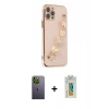 MARSİLYAN™- iPhone 12 Pro Kılıf Nova Işık Prime - Siyah Polymer Nano Ekran Koruyucu + Neon Fosforlu Kamera Lens - YL