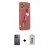 MARSİLYAN™- iPhone 12 Pro Kılıf Nova Işık Prime - Siyah Polymer Nano Ekran Koruyucu + Neon Fosforlu Kamera Lens - YL