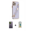 MARSİLYAN™- iPhone 12 Pro Kılıf Nova Işık Prime - Siyah Polymer Nano Ekran Koruyucu + Neon Fosforlu Kamera Lens - YL