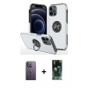 MARSİLYAN™- iPhone 12 Pro Kılıf Odak Form Prime - Şeffaf 360 Full Body Arka Koruyucu + Neon Fosforlu Kamera Lens - BZ
