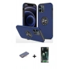MARSİLYAN™- iPhone 12 Pro Kılıf Odak Form Prime - Şeffaf 360 Full Body Arka Koruyucu + Renkli Kamera Lens Koruma Cam - PE