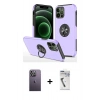 MARSİLYAN™- iPhone 12 Pro Kılıf Odak Form Prime - Şeffaf Uv Polymer Nano Ekran Koruyucu + Neon Fosforlu Kamera Lens - BZ