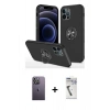 MARSİLYAN™- iPhone 12 Pro Kılıf Odak Form Prime - Şeffaf Uv Polymer Nano Ekran Koruyucu + Neon Fosforlu Kamera Lens - BZ