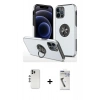 MARSİLYAN™- iPhone 12 Pro Kılıf Odak Form Prime - Şeffaf Uv Polymer Nano Ekran Koruyucu + Shine Kamera Lens - GS