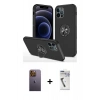 MARSİLYAN™- iPhone 12 Pro Kılıf Odak Form Prime - Şeffaf Uv Polymer Nano Ekran Koruyucu + Neon Fosforlu Kamera Lens - SI