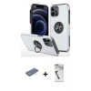 MARSİLYAN™- iPhone 12 Pro Kılıf Odak Form Prime - Şeffaf Uv Polymer Nano Ekran Koruyucu + Renkli Kamera Lens Koruma Cam - YL