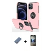 MARSİLYAN™- iPhone 12 Pro Kılıf Odak Form Prime - Siyah 34D Hayalet Izgaralı Cam + Metal Kamera Lens Koruma Cam - AKYL