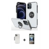 MARSİLYAN™- iPhone 12 Pro Kılıf Odak Form Prime - Siyah 34D Hayalet Izgaralı Cam + Shine Kamera Lens - GS