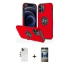 MARSİLYAN™- iPhone 12 Pro Kılıf Odak Form Prime - Siyah 34D Hayalet Izgaralı Cam + Shine Kamera Lens - GS