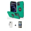 MARSİLYAN™- iPhone 12 Pro Kılıf Odak Form Prime - Siyah 34D Hayalet Izgaralı Cam + Shine Kamera Lens - GS