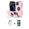 MARSİLYAN™- iPhone 12 Pro Kılıf Odak Form Prime - Siyah 34D Hayalet Izgaralı Cam + Shine Kamera Lens - GS