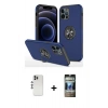 MARSİLYAN™- iPhone 12 Pro Kılıf Odak Form Prime - Siyah 34D Hayalet Izgaralı Cam + Shine Kamera Lens - GS