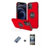 MARSİLYAN™- iPhone 12 Pro Kılıf Odak Form Prime - Siyah 34D Hayalet Izgaralı Cam + Metal Kamera Lens Koruma Cam - MI