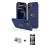 MARSİLYAN™- iPhone 12 Pro Kılıf Odak Form Prime - Siyah 34D Hayalet Izgaralı Cam + Rainbow Kamera Lens Koruma Cam - GD