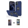 MARSİLYAN™- iPhone 12 Pro Kılıf Odak Form Prime - Siyah 34D Hayalet Izgaralı Cam + Neon Fosforlu Kamera Lens - SI