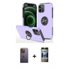 MARSİLYAN™- iPhone 12 Pro Kılıf Odak Form Prime - Siyah 34D Hayalet Izgaralı Cam + Neon Fosforlu Kamera Lens - SI