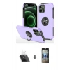 MARSİLYAN™- iPhone 12 Pro Kılıf Odak Form Prime - Siyah 34D Hayalet Izgaralı Cam + Kamera Lens Koruma Cam - SF
