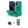 MARSİLYAN™- iPhone 12 Pro Kılıf Odak Form Prime - Siyah 34D Hayalet Izgaralı Cam + Kamera Lens Koruma Cam - SF