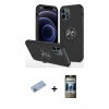 MARSİLYAN™- iPhone 12 Pro Kılıf Odak Form Prime - Siyah 34D Hayalet Izgaralı Cam + Shine Kamera Lens Koruma Cam - MI
