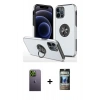 MARSİLYAN™- iPhone 12 Pro Kılıf Odak Form Prime - Siyah 34D Hayalet Izgaralı Cam + Neon Fosforlu Kamera Lens - YL