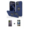 MARSİLYAN™- iPhone 12 Pro Kılıf Odak Form Prime - Siyah 34D Hayalet Izgaralı Cam + Neon Fosforlu Kamera Lens - YL