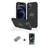 MARSİLYAN™- iPhone 12 Pro Kılıf Odak Form Prime - Siyah 360 Mat Full Body Arka Koruyucu + Shine Kamera Lens Koruma Cam - GI