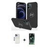 MARSİLYAN™- iPhone 12 Pro Kılıf Odak Form Prime - Siyah 360 Mat Full Body Arka Koruyucu + Shine Kamera Lens - MI