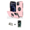 MARSİLYAN™- iPhone 12 Pro Kılıf Odak Form Prime - Siyah 360 Mat Full Body Arka Koruyucu + Rainbow Kamera Lens Koruma Cam - GD