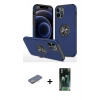 MARSİLYAN™- iPhone 12 Pro Kılıf Odak Form Prime - Siyah 360 Mat Full Body Arka Koruyucu + Renkli Kamera Lens Koruma Cam - SI