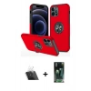 MARSİLYAN™- iPhone 12 Pro Kılıf Odak Form Prime - Siyah 360 Mat Full Body Arka Koruyucu + Kamera Lens Koruma Cam - SF